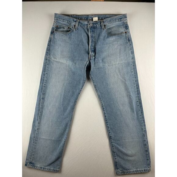 Vintage Levis 501 Jeans 38x30 Light Blue Denim Y2K Mens Made in USA Red Tab